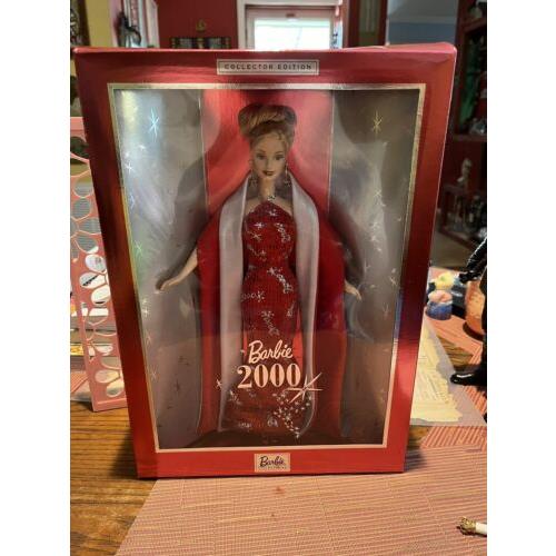 Y2K Vintage Barbie Doll 2000 Holiday Year`s Collector Edition Mattel Nrfb