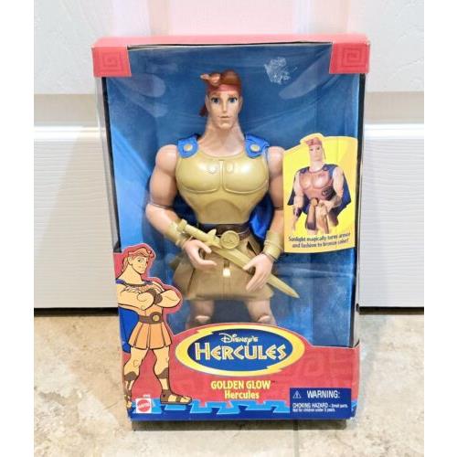 Vintage 1996 Mattel Disney`s Golden Glow Hercules Doll 17112 Nrfb Bronze Armor