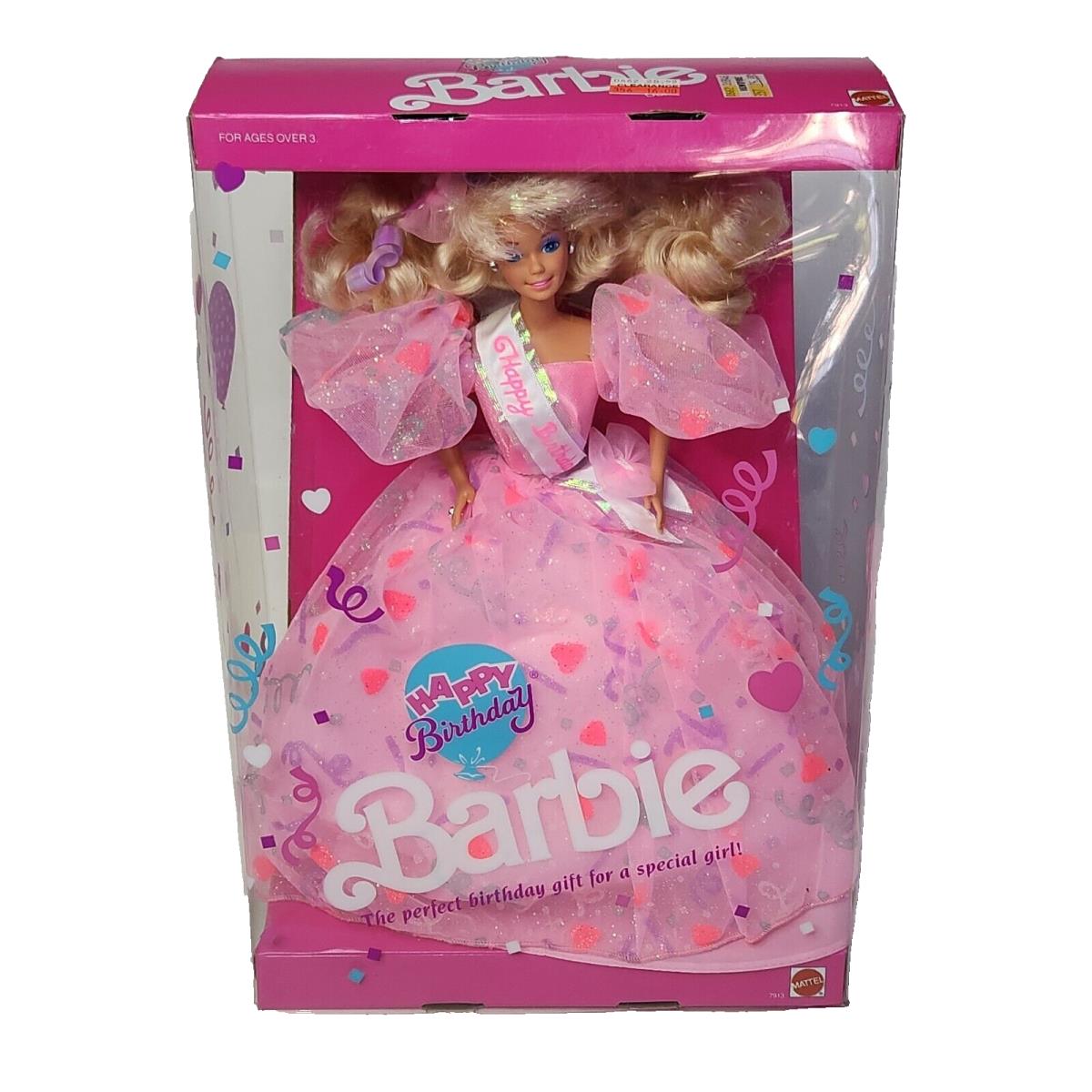 Vintage 1990 Happy Birthday Barbie Doll Mattel Box 7913 Nos