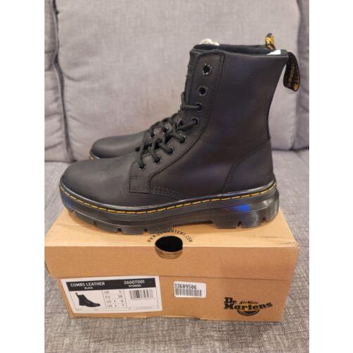 Dr. Martens Wyoming Combs Black Leather Casual Boots Mens Size 6 Womens Size 7