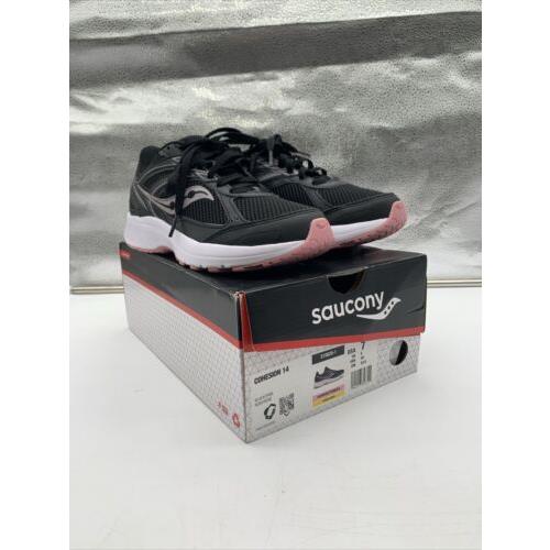 Saucony Cohesion 14 S10629-1 Womens Black Lace Up Running Shoes Size 7W