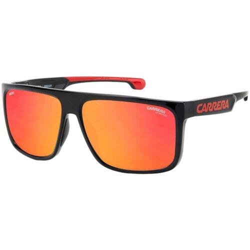 Carrera Unisex Sunglasses Red Multilayer Lens Square Frame Carduc 011/S 00A4 - Frame: Red Black, Lens: Red Multilayer