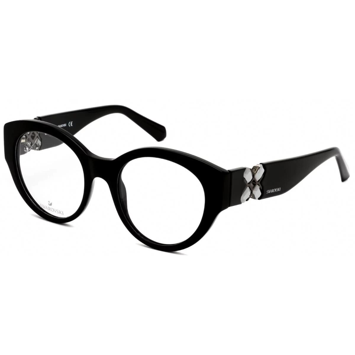 Swarovski SK5227 001 Round Shiny Black Eyeglasses