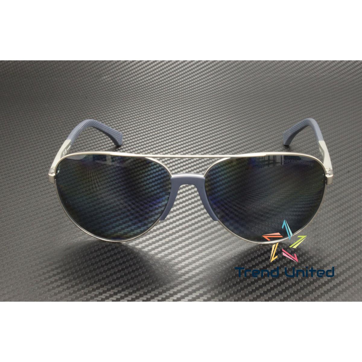 Emporio Armani EA2059 30452V Matte Silver Blue Polarized 61 mm Men`s Sunglasses