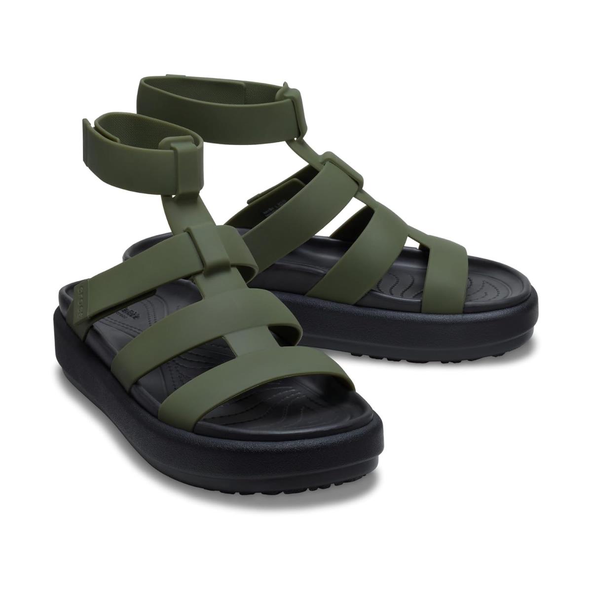 Woman`s Sandals Crocs Brooklyn Luxe Gladiator Black/Army Green