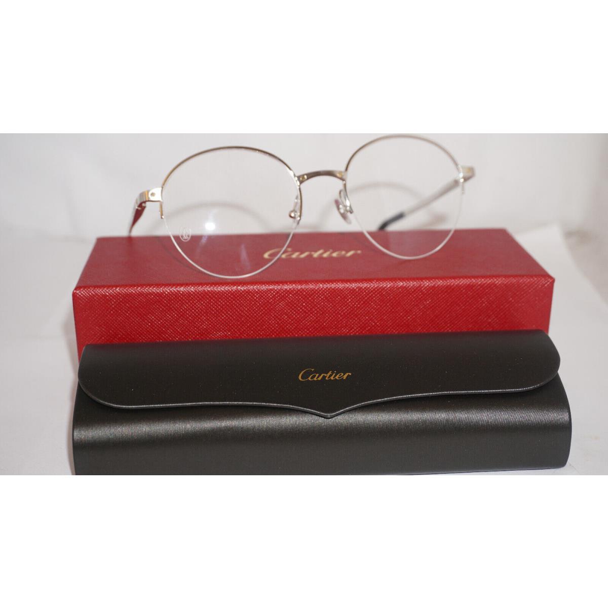 Cartier Eyeglasses Half Rim Silver CT01080 005 52 20 140