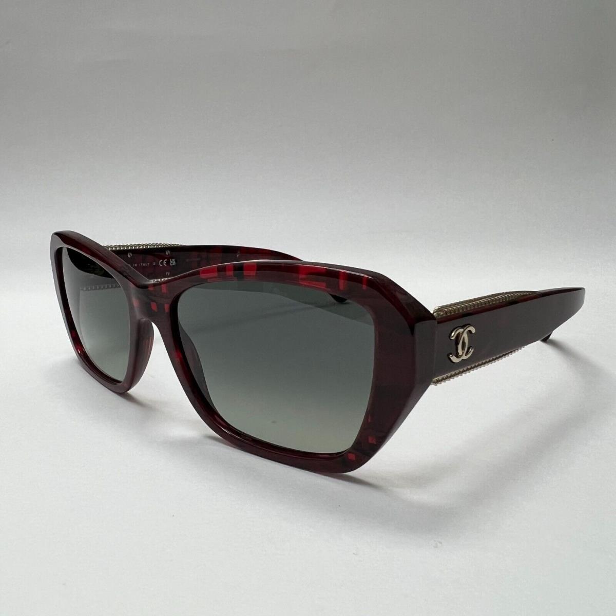 Chanel 5516 C1665/71 56-17 Red Tweed W/grey Lenses Authenthic