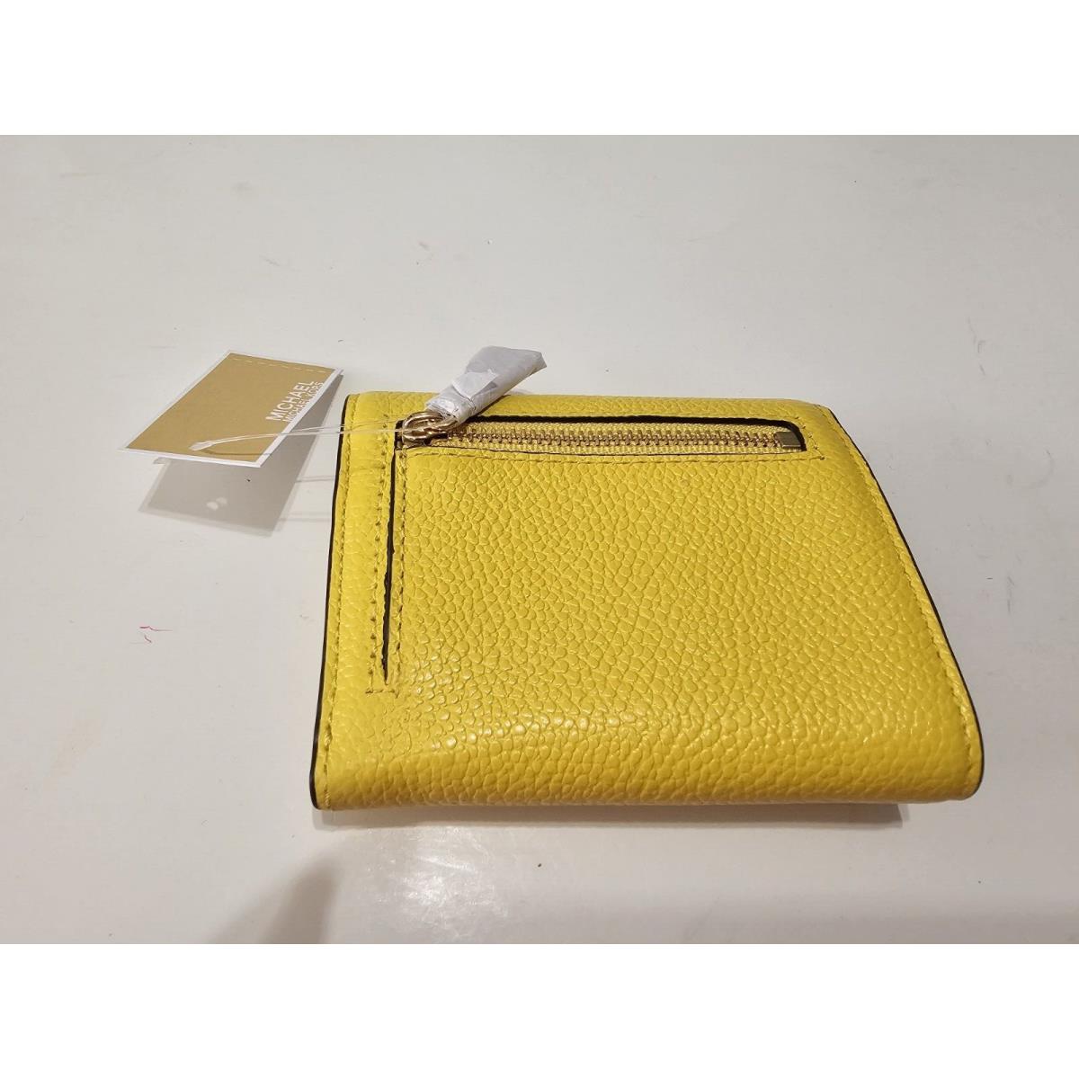 Michael Kors Medium Pebbled Leather Envelope Wallet Golden Yellow W/dustbag