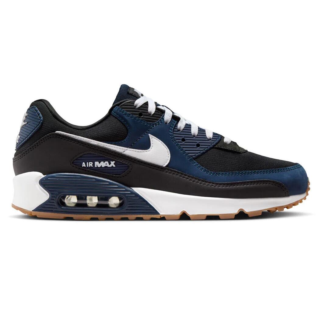 Nike Air Max 90 Men`s Casual Shoes Midnight Navy White Black Gum US Size 12