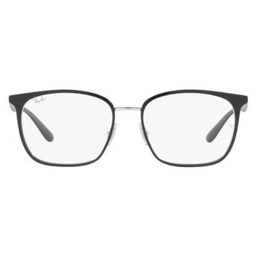 Ray-ban RX6486 Eyeglasses Unisex Black on Silver Square 52mm