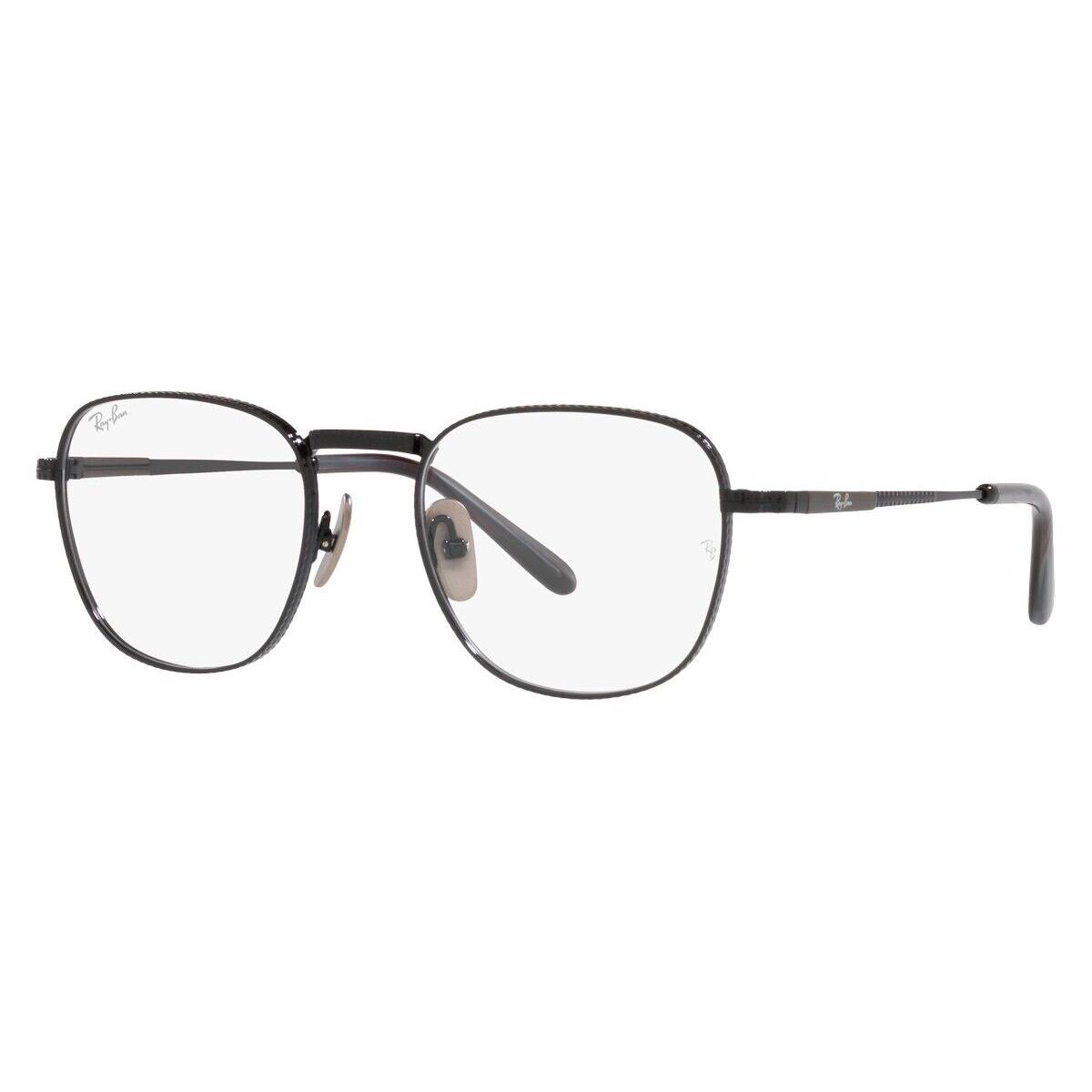 Ray-ban Frank Titanium RX8258V Eyeglasses RX Unisex Square 51mm - Frame: Black, Lens: Demo