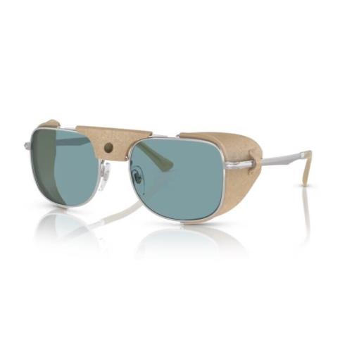 Persol 0PO1013SZ 1155P1 Silver/blue Polarized Rectangular 55mm Men`s Sunglasses