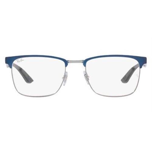 Ray-ban RX8421 Eyeglasses Unisex Blue on Gunmetal Square 54mm