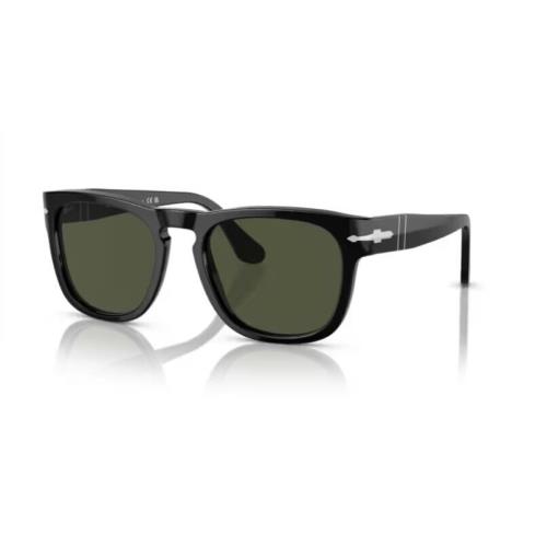 Persol 0PO3333S Elio 95/31 Black/green Square 54mm Men`s Sunglasses - Frame: Black, Lens: Green