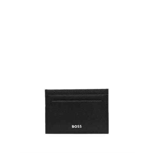 Hugo Boss Men Highway_card Case Leather Wallet 10252432 001-Black OS - Black