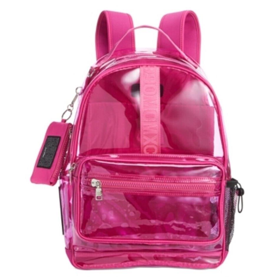 Steve Madden Amelia Clear Backpack with ID Case Clear Pink Silver