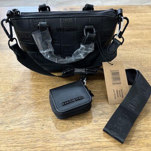 Steve Madden Crossbody Bag Bmaddi Black Embossed W/ Air Pods Case Waist Bag