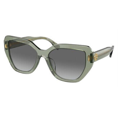 Tory Burch TY7194U Sunglasses Transparent Sage / Light Gray Gradient Dark Gray