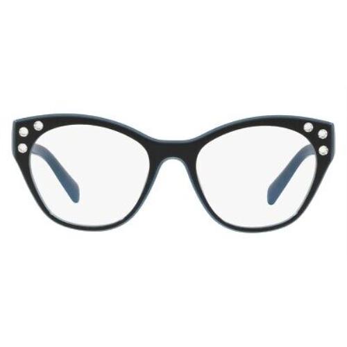 Miu Miu MU 02RV Eyeglasses Women Top Black on Blue Square 52mm