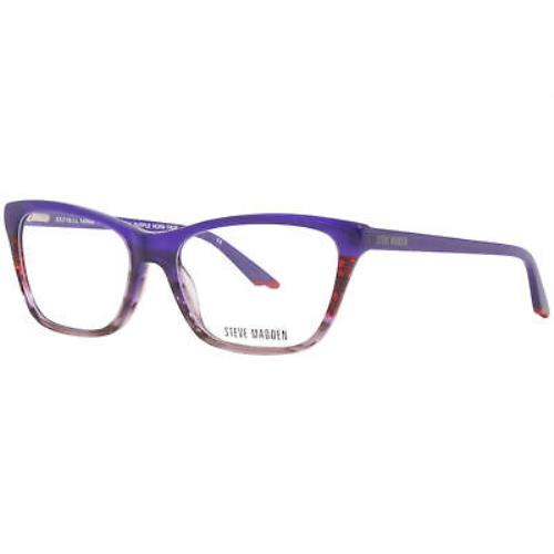 Steve Madden Fantassia Eyeglasses Frame Women`s Purple Horn Fade Full Rim 53mm