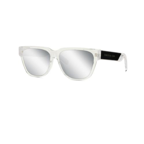 Christian Diorxtrem SI 85A4 Shiny Crystal /silver Square Men`s Sunglasses - Frame: , Lens: Silver