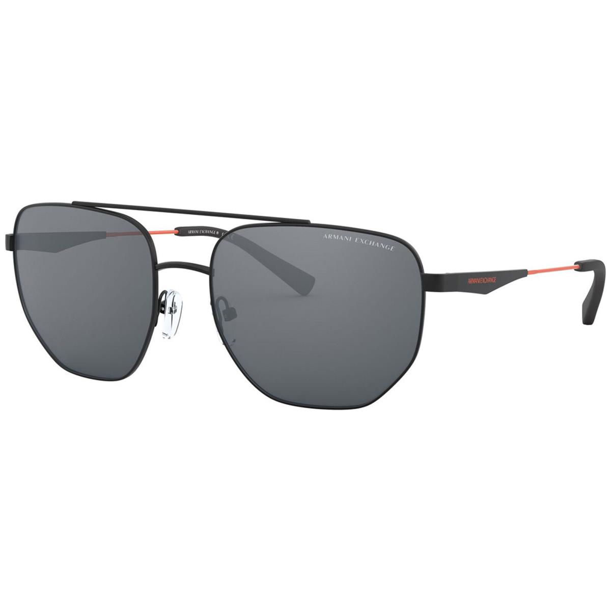 Armani Exchange Men`s Geometric Aviator Sunglasses AX2033S Matte Black/Black Mirror (60636G)