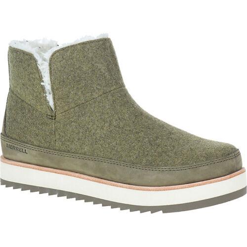 Merrell Juno Pull-on Shearling Insulated Bootie Women`s 9 10 10.5 Olive J003822 - Olive