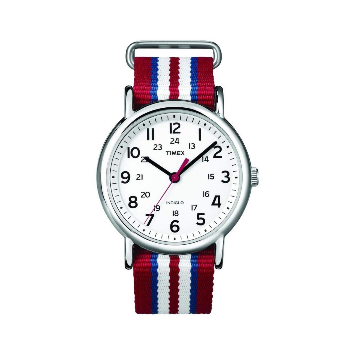 Timex Weekender Product Red/white/blue - Red/White/Blue, Dial: White, Band: Red, White, Blue, Multicolor