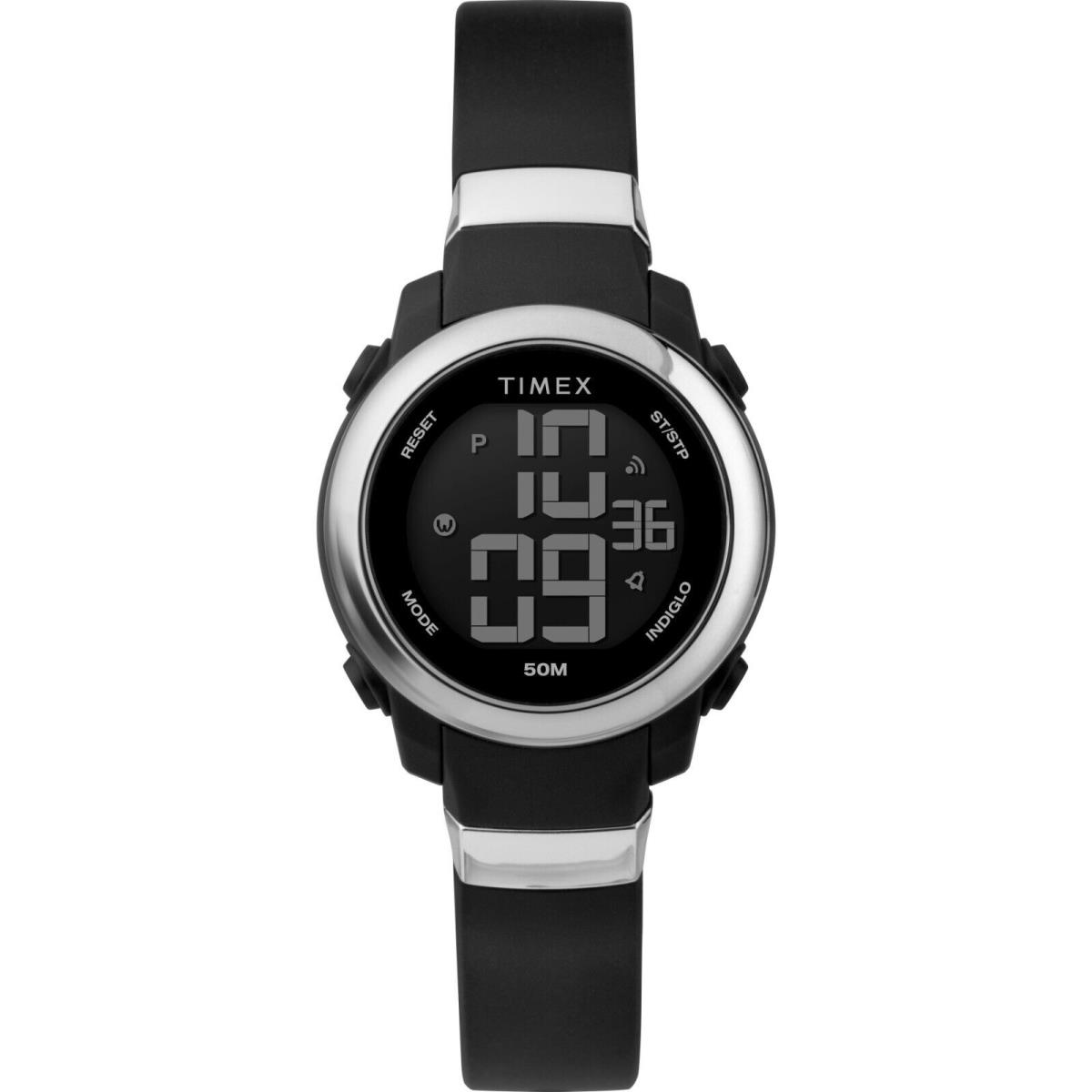 Timex Women`s Digital Black Resin Watch Indiglo Chronograph Alarm TW5M29300