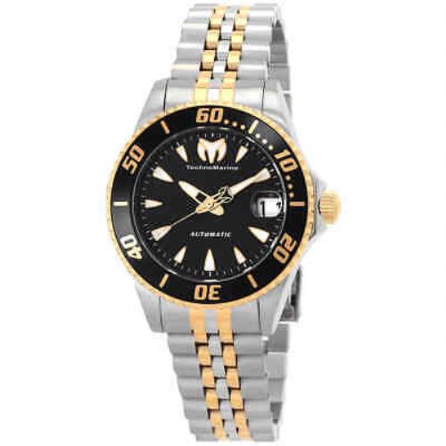 Technomarine Manta Sea Automatic Black Dial Ladies Watch TM-219059 - Dial: Black, Band: Gold, Bezel: Two-tone (Steel and Gold)