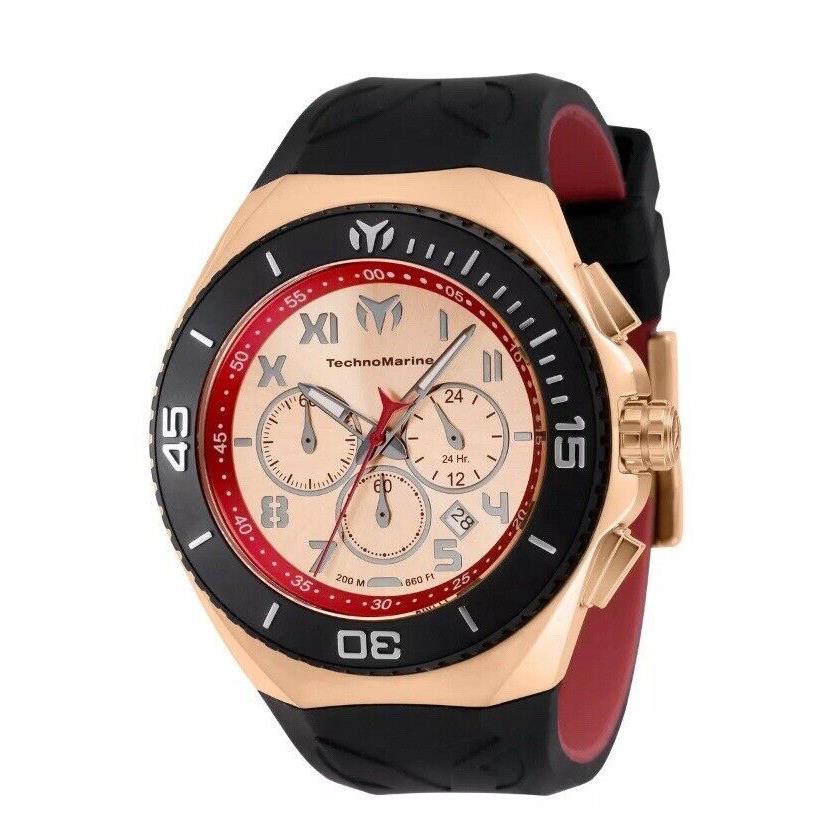 Technomarine Manta Chronograph Quartz Rose Gold Dial Men`s Watch TM-221047