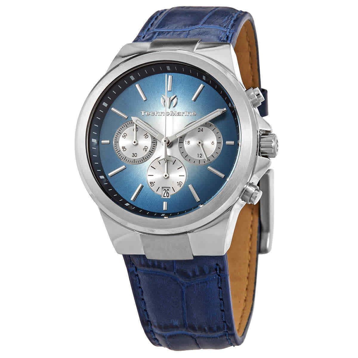 Technomarine Chronograph Quartz Blue Dial Men`s Watch TM-820013 - Dial: Blue, Band: Blue, Bezel: Silver-tone