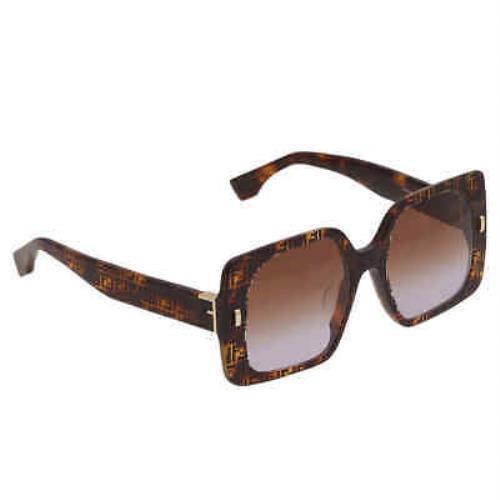 Fendi Brown Gradient Square Ladies Sunglasses FE40036U 55F 53 FE40036U 55F 53