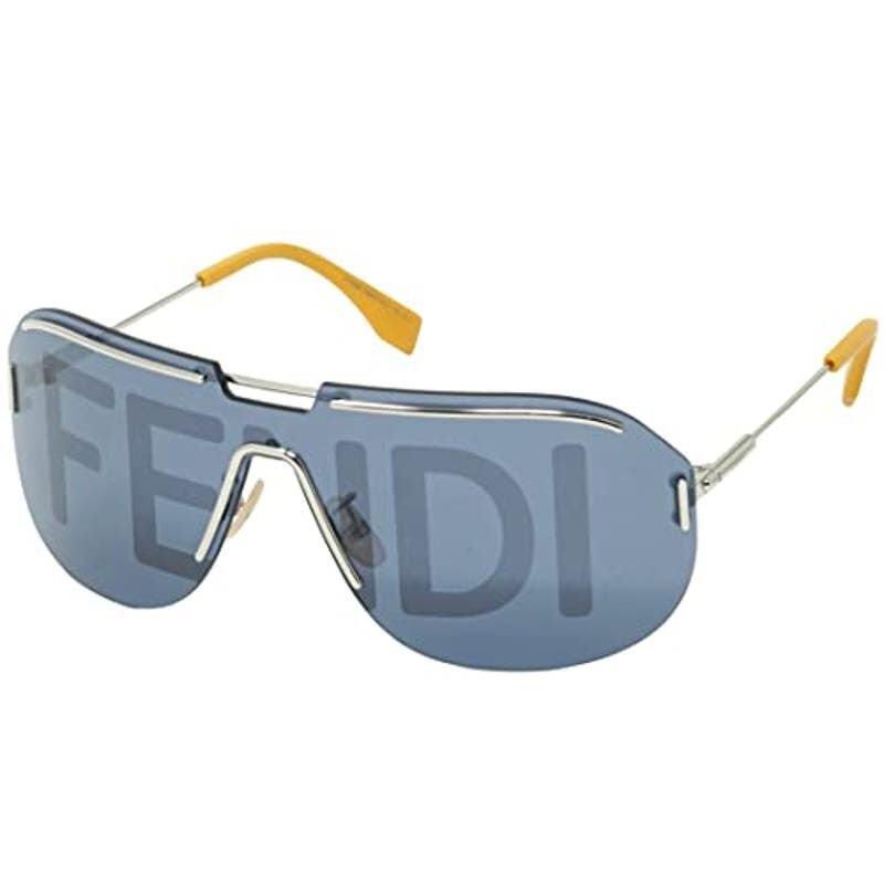 Fendi Large Gray Signature Sunglasses w/ Yellow Details FFM0098/S