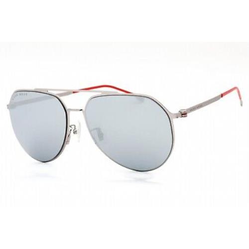 Hugo Boss Boss 1404/F/SK 0R81 DC Sunglasses Matte Ruthenium Frame Silver Mirror