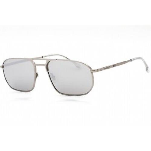 Hugo Boss Boss 1446/S 0R81 JT Sunglasses Matte Ruthenium Frame Silver Lens 59mm