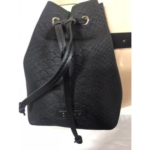 Women`s Nwot Dkny Black Belt Bag Drawstring-pouch Logo Size L