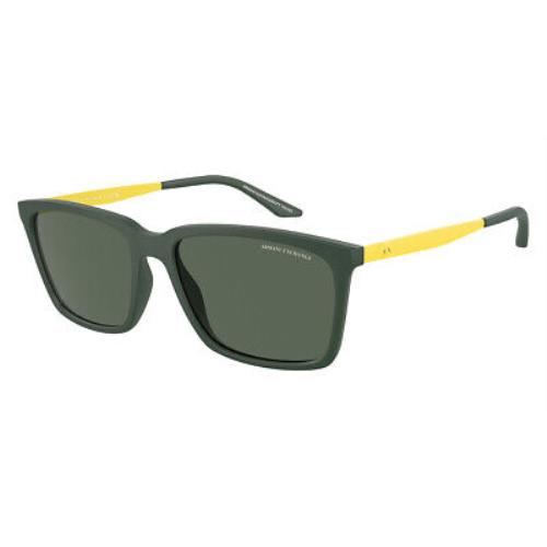 Armani Exchange AX4138S Sunglasses Matte Green/matte Yellow / Dark Green - Frame: Matte Green/Matte Yellow / Dark Green, Lens: Dark Green