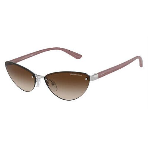 Armani Exchange AX2049S Sunglasses Shiny Silver/shiny Violet / Gradient Brown