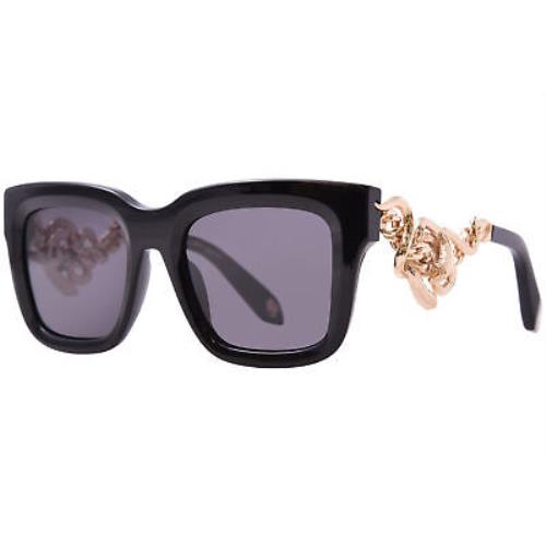 Roberto Cavalli SRC041M 0700 Sunglasses Shiny Black/smoke Square Shape 52mm