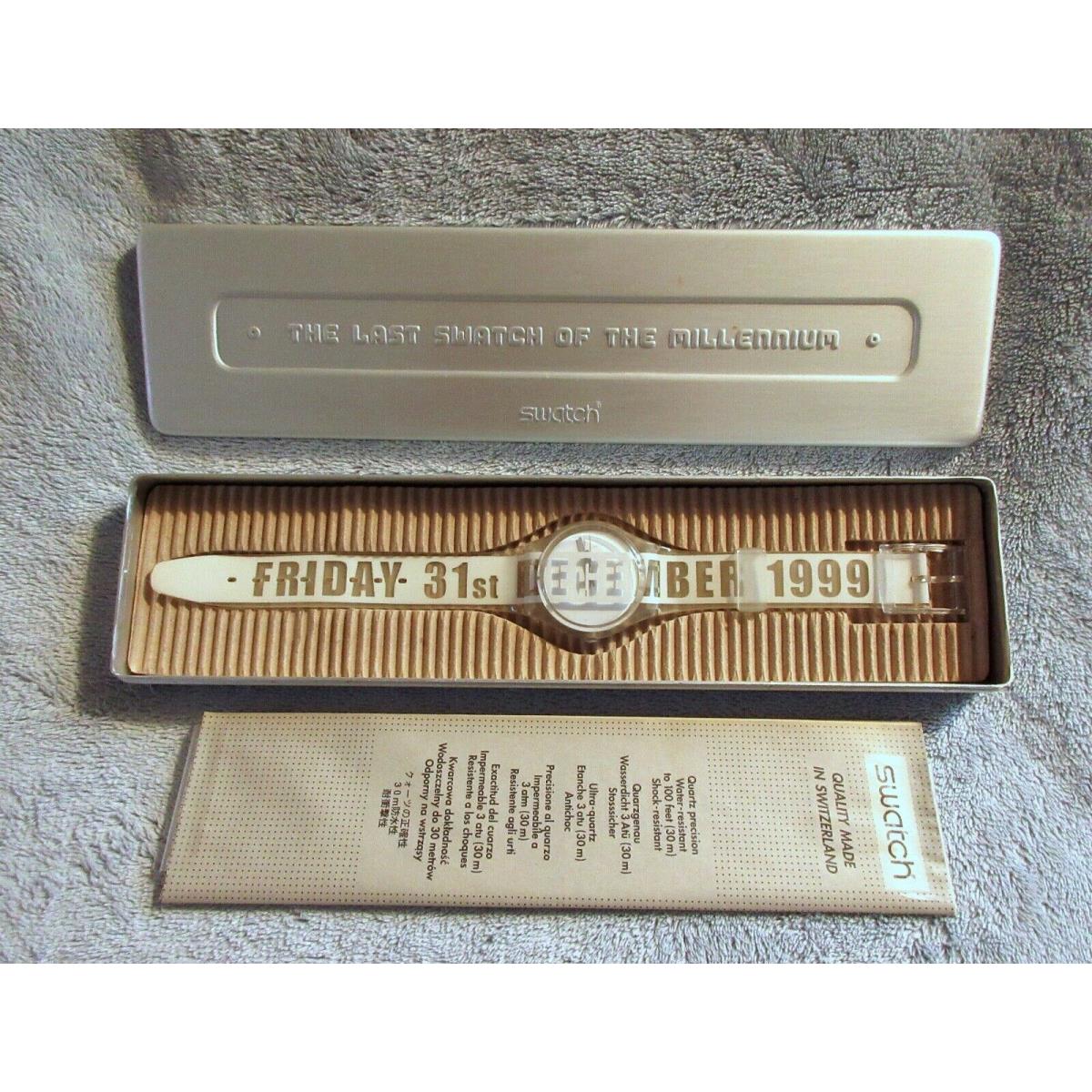 1999 Ltd Ed Millennium Swatch GK302 w/2 Cases Gorgeous Unworn Cond U.s. Seller