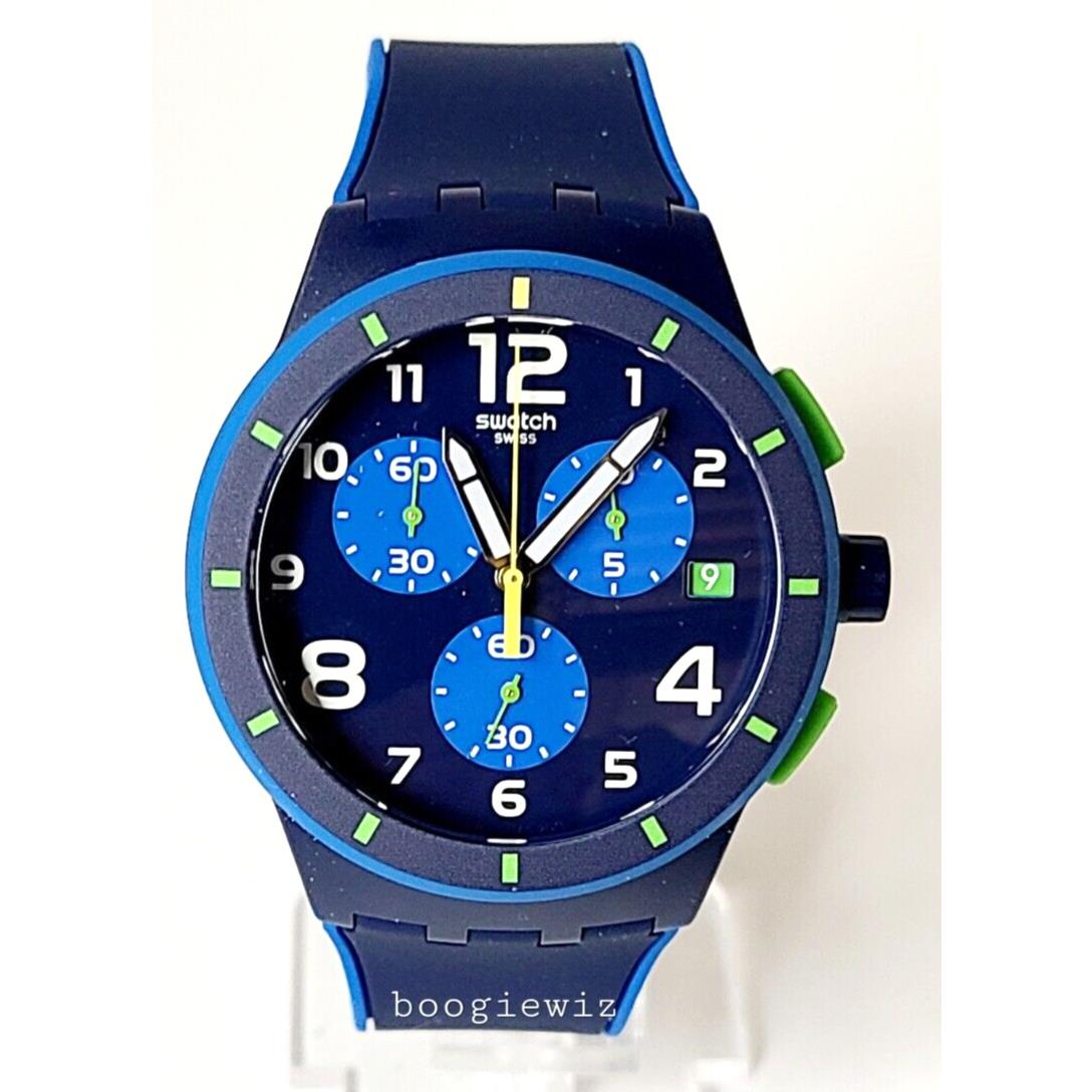 Swatch Swiss Made Bleu Sur Bleu Men`s Chronograph Watch SUSN409