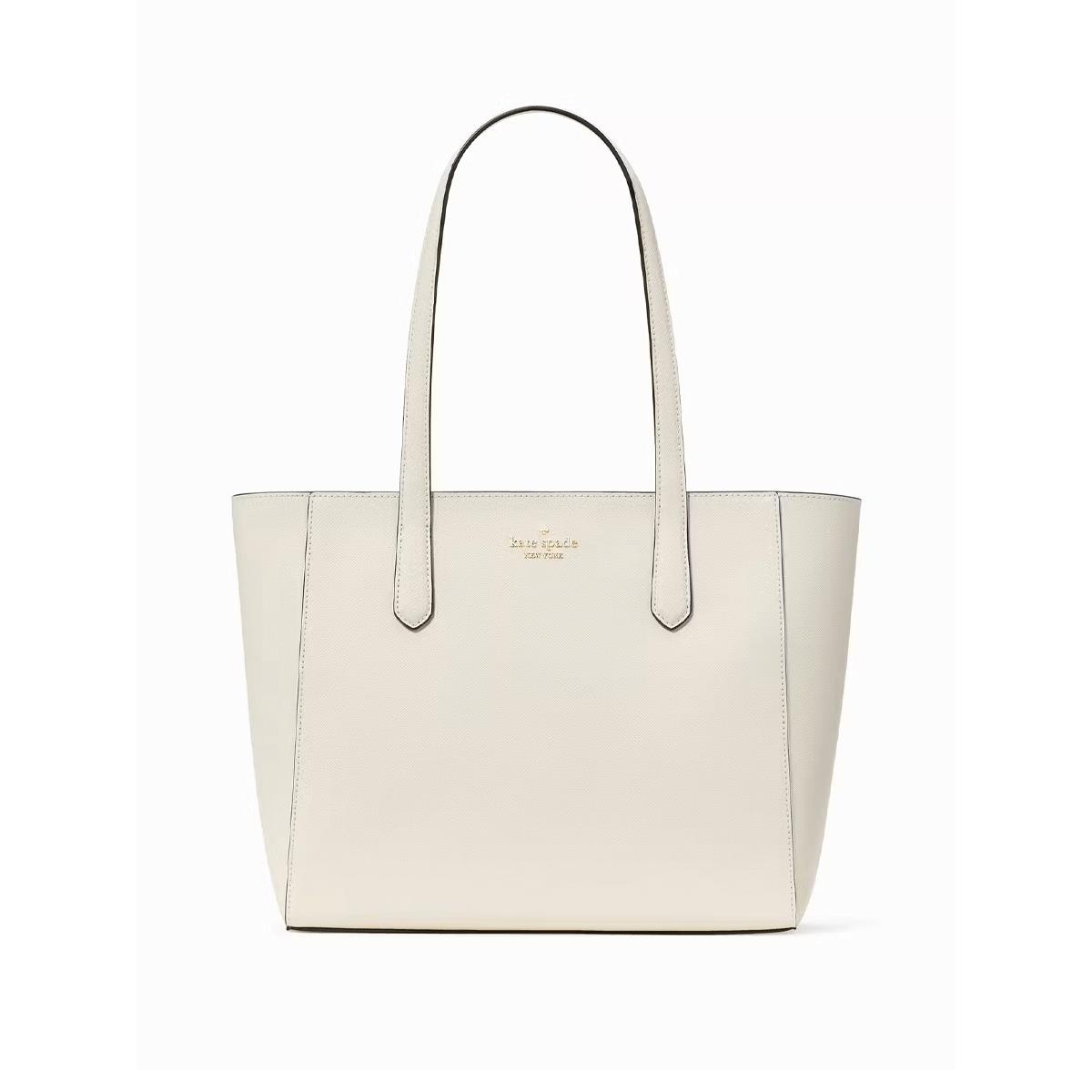 Kate Spade Staci Medium Tote Meringue Saffiano Leather Shoulder Bag KG473 - Handle/Strap: Meringue, Hardware: Light Gold, Exterior: Meringue