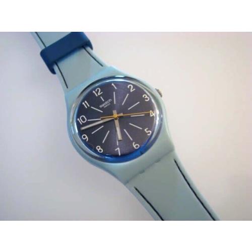 Blue Stitches Swatch Deep Blue Dial with Light Blue Silicone Strap-nib