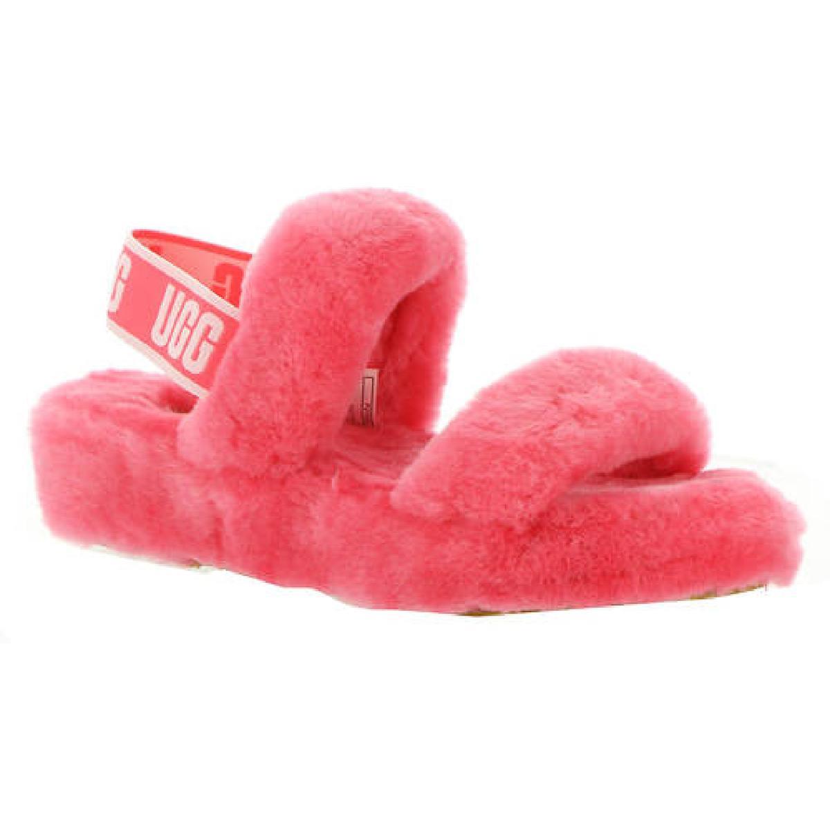 Ugg Womens Oh Yeah Shearling Open Toe Comfy Slip-on Slippers Shoes Bhfo 8751 - Strawberry Sorbet