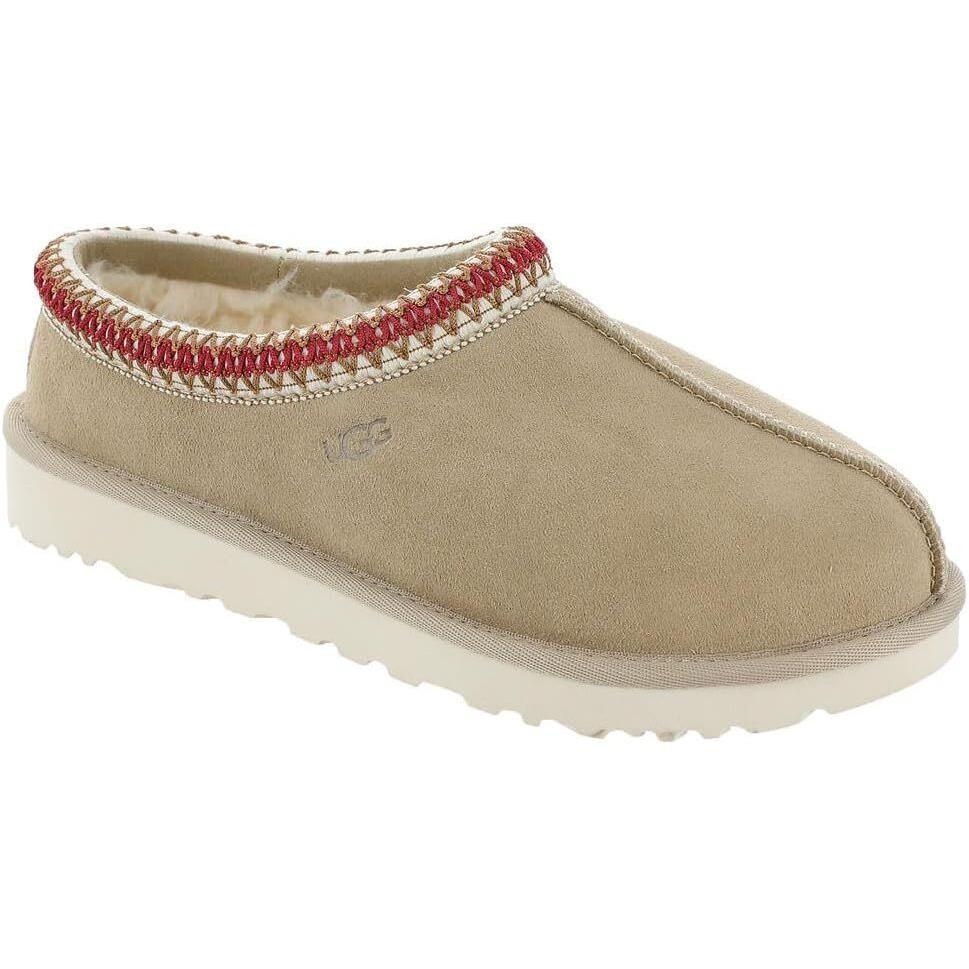 Women`s Shoes Ugg Tasman Suede Sheepskin Slippers 5955 Sand / Dark Cherry