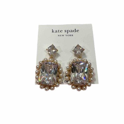 Kate Spade Victoria 12-K Gold Plated Brass Glass Pearls/cz Drop Earrings