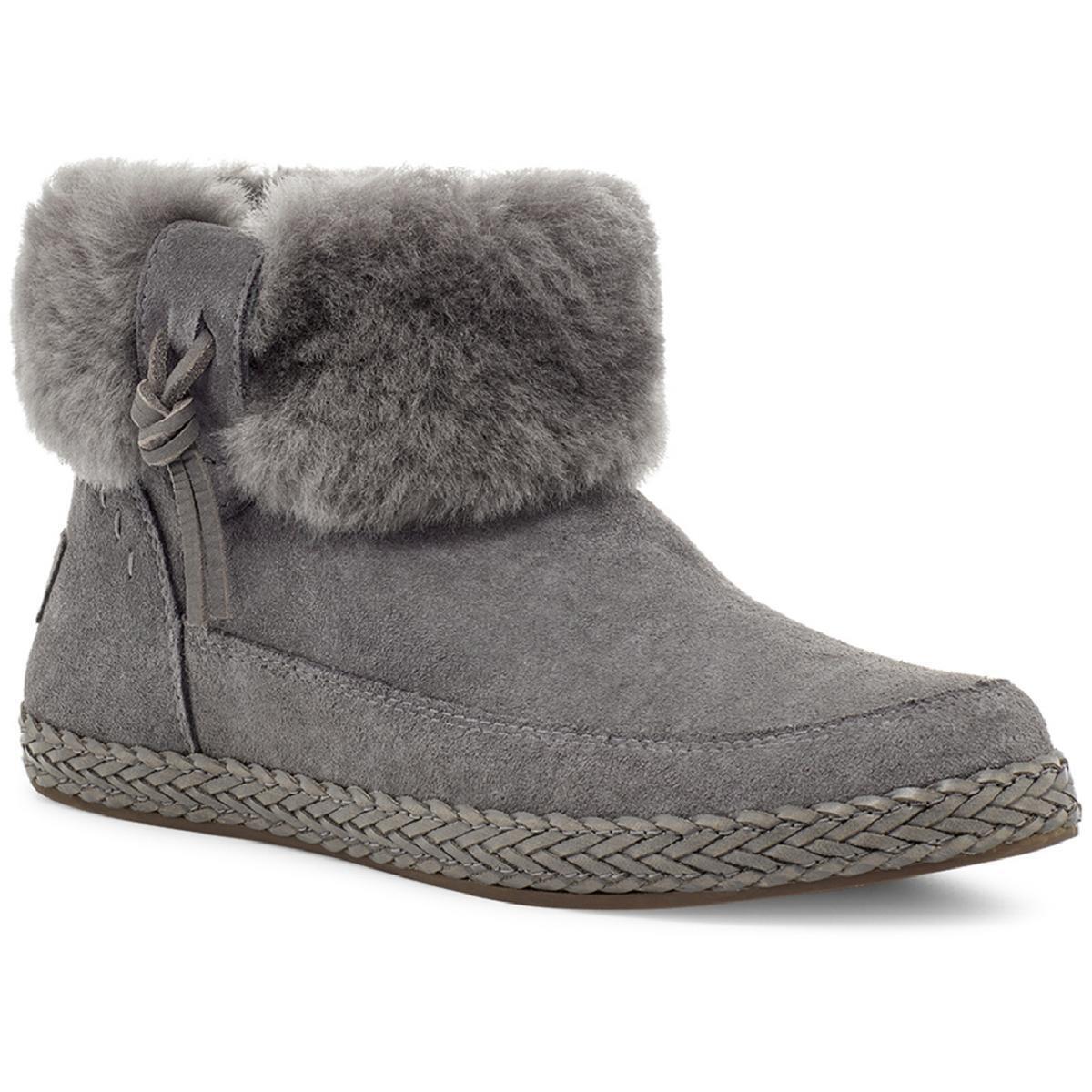 Ugg Womens Elowen Suede Shearling Ankle Winter Boots Shoes Bhfo 4460 Charcoal