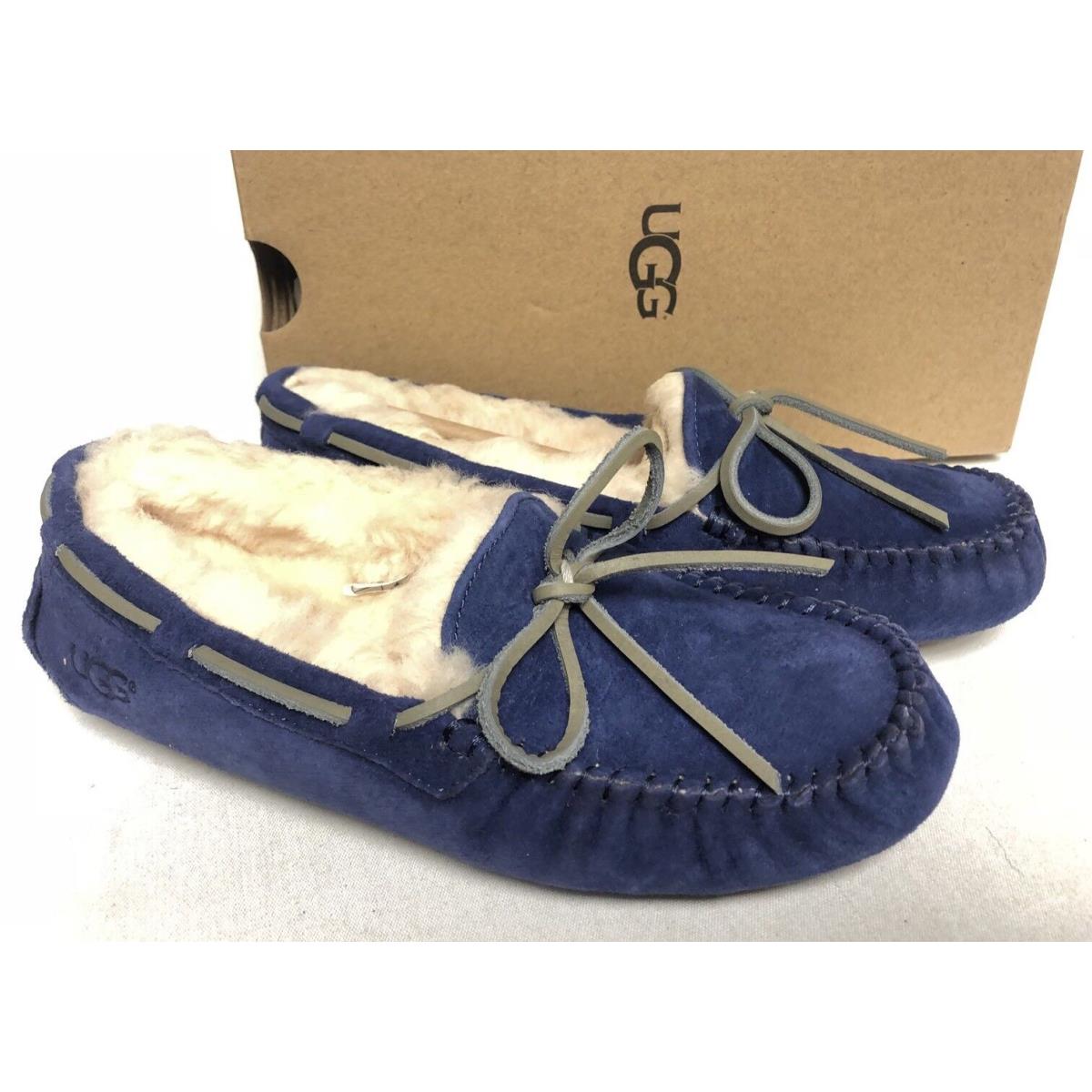 Ugg Australia Dakota Shipyard Blue Sheepskin Moccasin Slippers 5612 Women`s