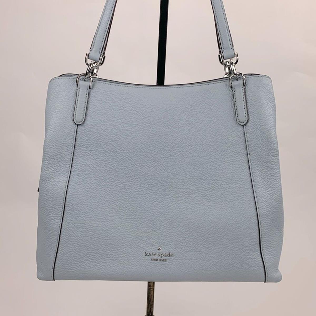 Kate Spade Leather Jackson Med Triple Compartment Shoulder Bag Frosted Blue